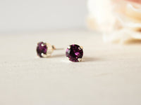 February Birthstone Stud Earrings in Amethyst